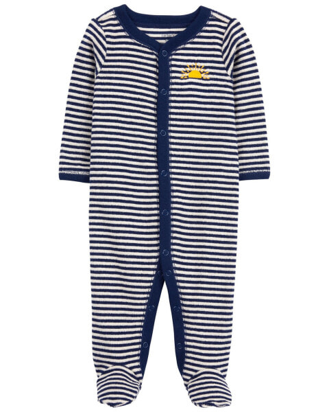 Baby Striped Snap-Up Terry Sleep & Play Pajamas NB