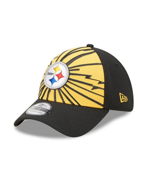 Men's Gold, Black Pittsburgh Steelers Shattered 39THIRTY Flex Hat