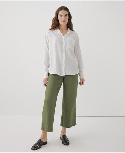 Cotton Classic Woven Twill Drawstring Crop Pant