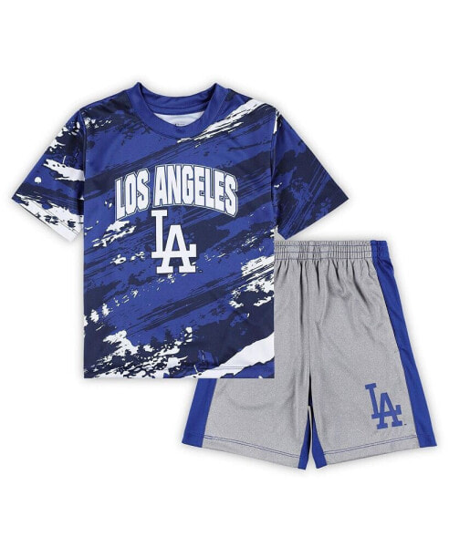 Костюм для малышей OuterStuff Los Angeles Dodgers "Укрывающий дом" 2.0, футболка и шорты, цвета королевского синего и серого пастельного
