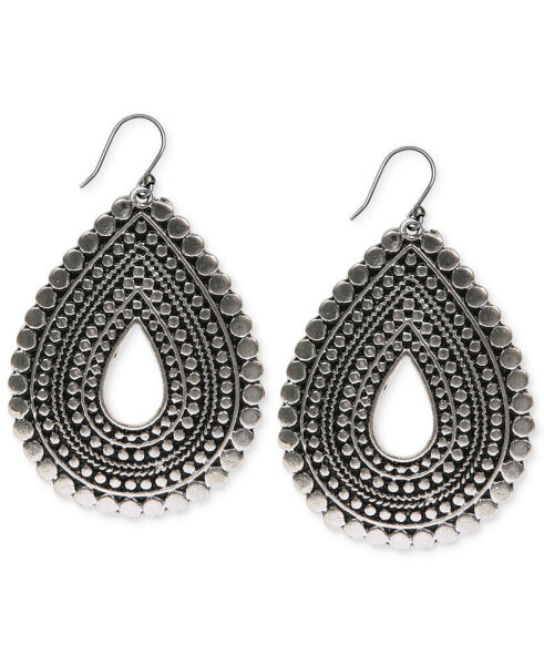 Silver-Tone Tribal Teardrop Earrings