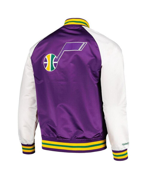 Men's Purple Utah Jazz Double Clutch Satin Raglan Full-Snap Jacket