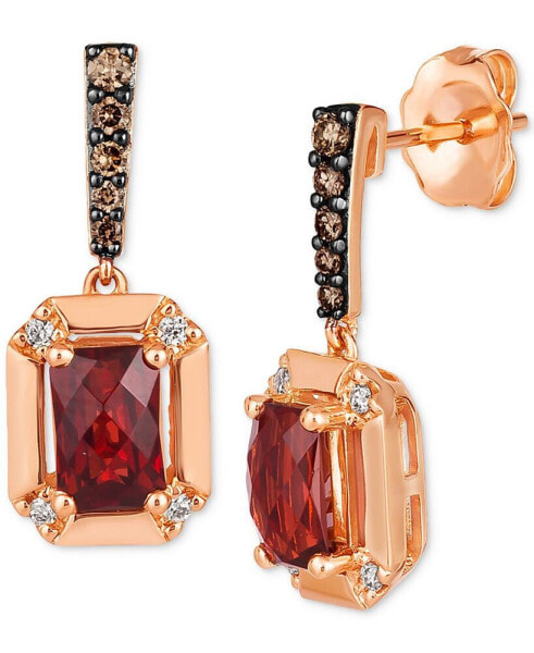 Pomegranate Garnet (1-1/6 ct. t.w.) & Diamond (1/6 ct. t.w.) Drop Earrings in 14k Rose Gold