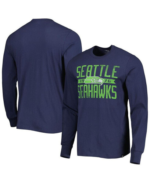 Men's College Navy Distressed Seattle Seahawks Brand Wide Out Franklin Long Sleeve T-shirt