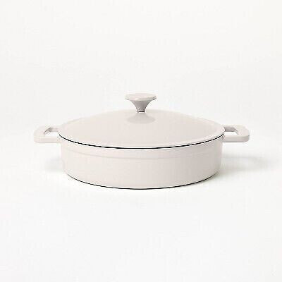 3.5qt Enamel Braiser Light Gray - Figmint