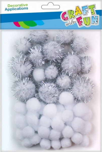 Craft with Fun CF OZDOBA DEK POMPON 50SZT/MIX BIEL BROK 12/144