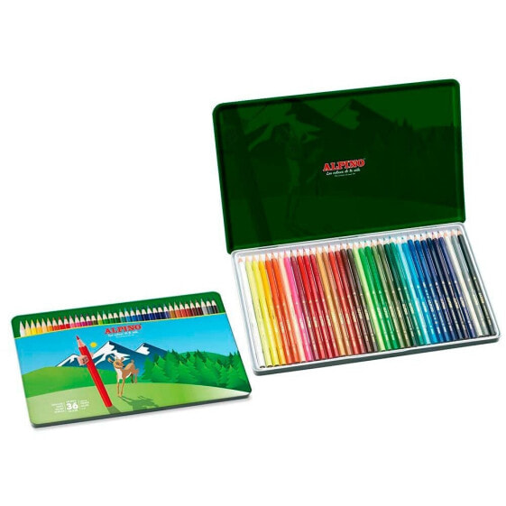 ALPINO Metal Case 36 Pencils Colors