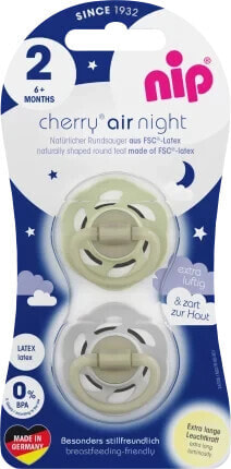 Schnuller Cherry air night Latex grau/grün, Gr.2, ab 6 Monate, 2 St