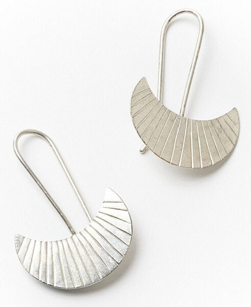 Silver-Tone Tribal Moon Earrings