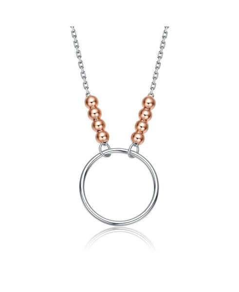 Stylish Sterling Silver Two-Tone Halo Necklace