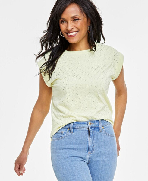 Women's Embellished Cotton Top, Created for Macy's