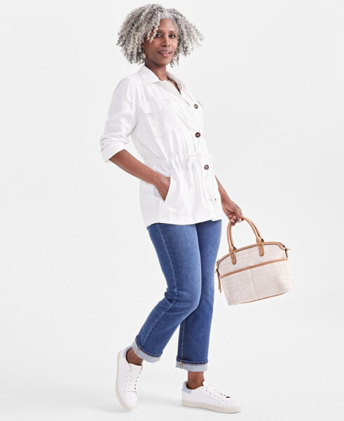 Women's Linen Blend Long-Sleeve Field Jacket, Created for Macy's