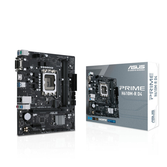 ASUS PRIME H610M-R D4 - Intel - LGA 1700 - Intel® Celeron® - Intel® Core™ i3 - Intel® Core™ i5 - Intel® Core™ i7 - Intel® Core™ i9 - Intel Pentium G - LGA 1700 - DDR4-SDRAM - 64 GB