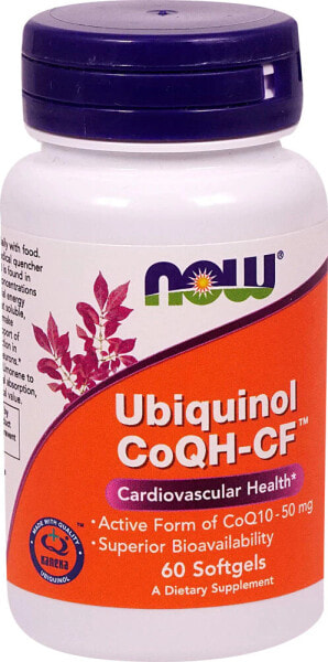 NOW Foods Ubiquinol CoQH-CF Убихинол для сердечно-сосудистого здоровья 60 гелевых капсул