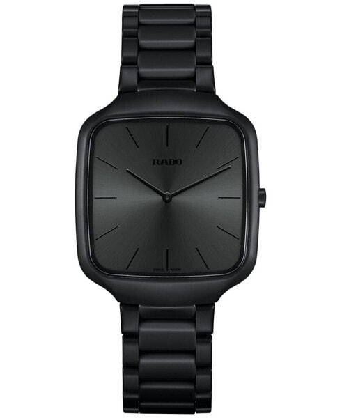 Unisex Swiss True Square Thinline Les Couleurs? Le Corbusier Black Ceramic Bracelet Watch 37mm - Limited Edition