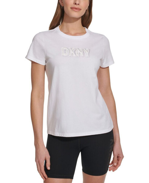 Women's Cotton Embellished-Logo T-Shirt