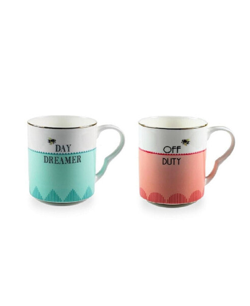 Off Duty and Daydreamer Mugs, Set of 2