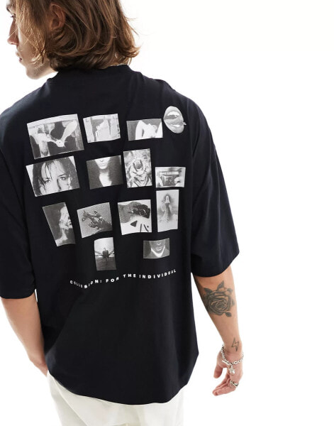 COLLUSION Photographic collage print t-shirt in black