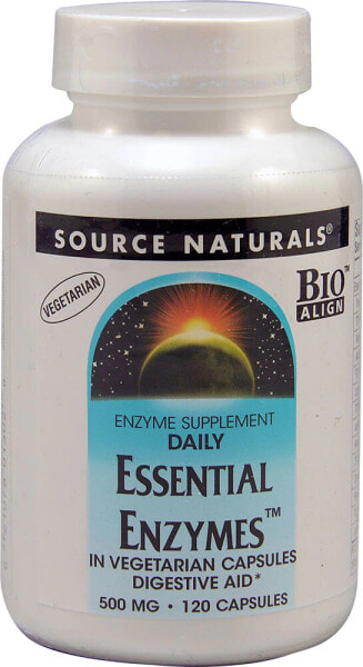Source Naturals Daily Essential Enzymes Комплекс пищеварительных ферментов 500 мг 120 вегетарианских капсул