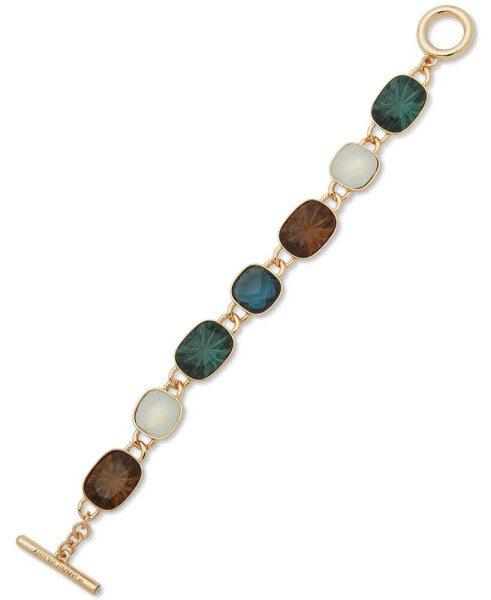 Gold-Tone Multicolor Stone Flex Bracelet