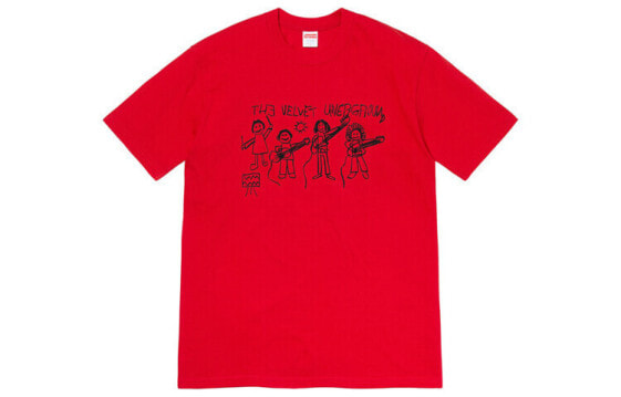 Supreme FW19 Week 4 x The Velvet Underground Drawing Tee 地下丝绒 乐队联名 涂鸦短袖T恤 男女同款 红色 送礼推荐 / Футболка Supreme FW19 Week 4 x The Velvet Underground Drawing Tee T SUP-FW19-453