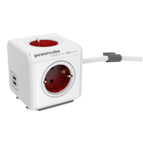 Allocacoc 2402RD/FREUPC - 1.5 m - 4 AC outlet(s) - Indoor - Type E - Red - White - CE - KEMA FR