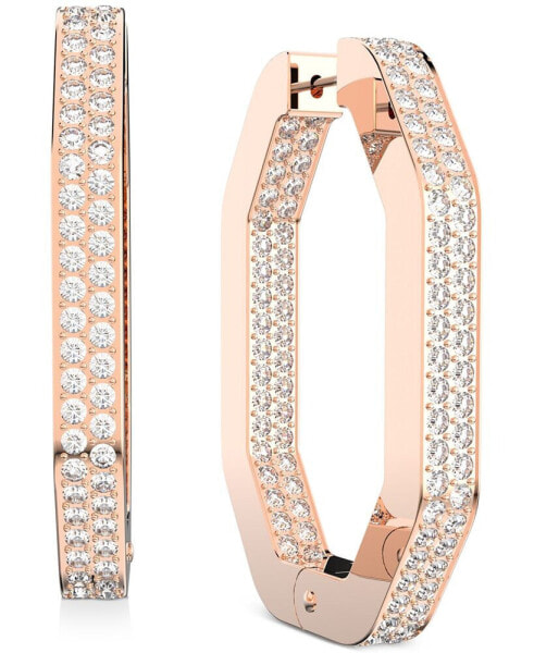 Rose Gold-Tone Pavé Octagon Hoop Earrings