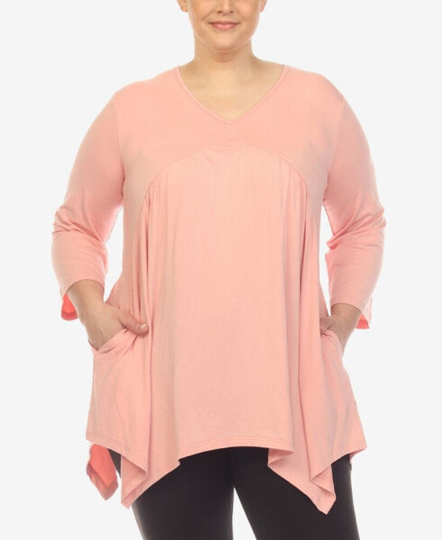 Plus Size Empire Cut V-neck Tunic Top