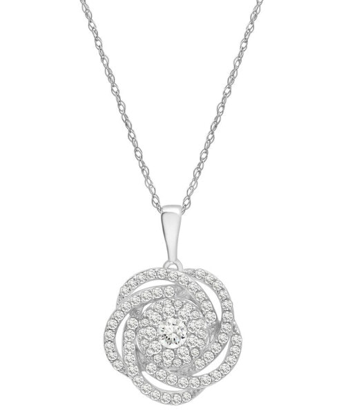 Wrapped in Love diamond Knot Pendant Necklace in 14k White Gold (1 ct. t.w.), Created for Macy's