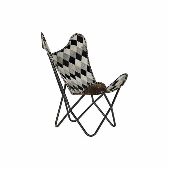 Кресло DKD Home Decor Коричневый Кожа Белый Железо (70 x 70 x 90 cm)
