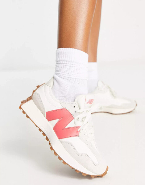 New Balance 327 trainers in off white and pink