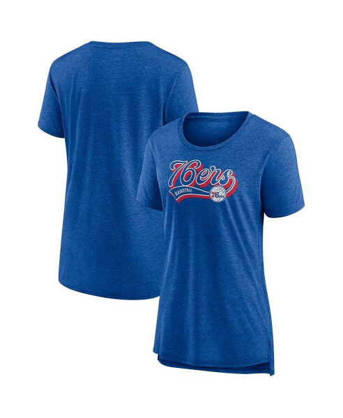 Women's Heather Royal Philadelphia 76ers League Leader Tri-Blend T-shirt