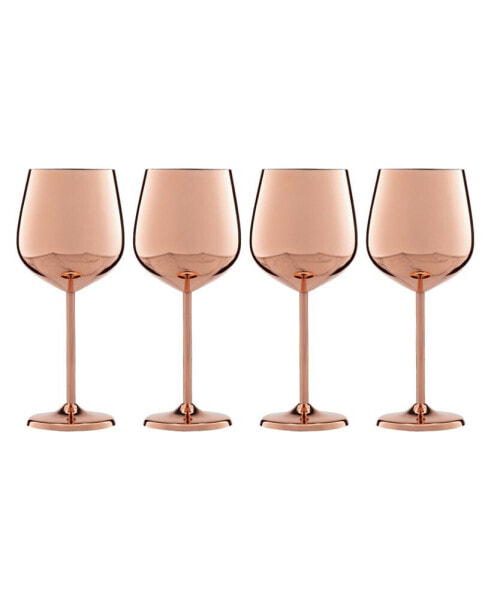 18 Oz Copper Stainless Steel White Wine Glasses, Set of 4