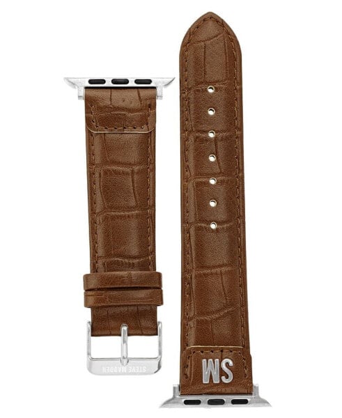 Women's Honey Brown Crocograin Faux Leather Band Compatible with 42/44/45/Ultra/Ultra 2 Apple Watch