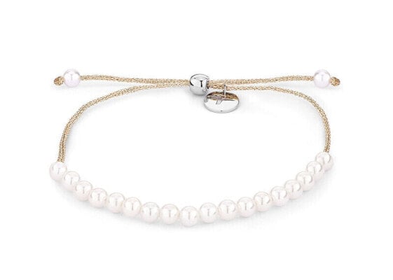 Decent cord bracelet with synthetic pearls TJ-0534-B-17