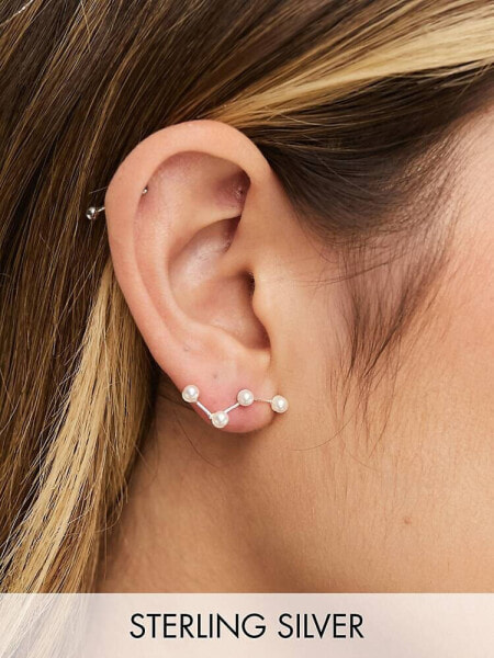 Kingsley Ryan Sterling Silver pearl constellation ear crawler in silver