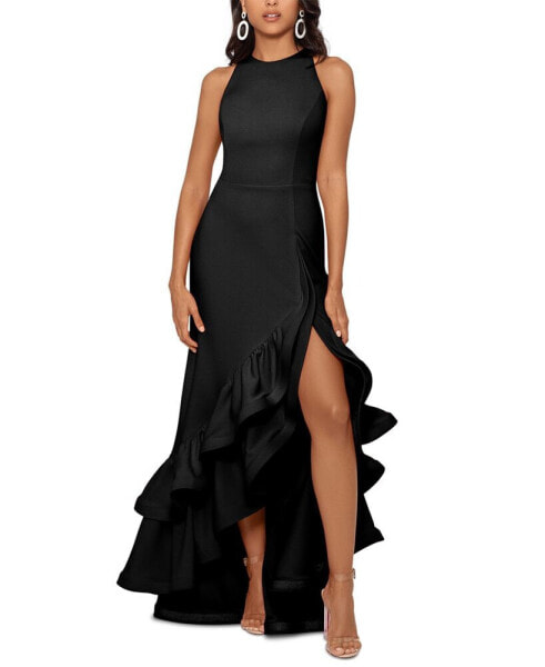 Petite Ruffled High-Low Gown
