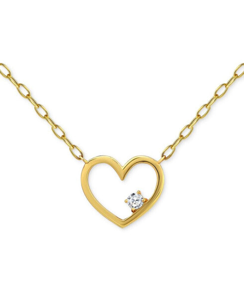 Giani Bernini cubic Zirconia Accent Open Heart Pendant Necklace in Sterling Silver, 16" + 2" extender, Created for Macy's