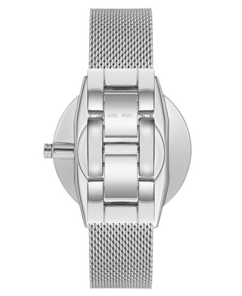 Women's Quartz Silver-Tone Stainless Steel Mesh Band Watch, 40mm