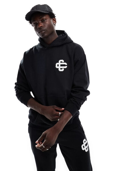 The Couture Club co-ord heavyweight emblem hoodie in black