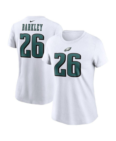 Women's Saquon Barkley White Philadelphia Eagles Player Name Number T-Shirt