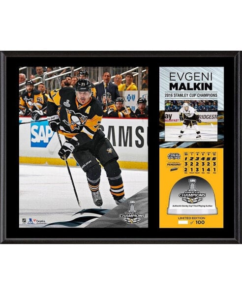 Evgeni Malkin Pittsburgh Penguins 2016 Stanley Cup Champions 12'' x 15'' Sublimated Plaque with Game-Used Ice - Limited Edition of 100