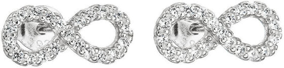 Silver earrings with zircon white infinity 11047.1