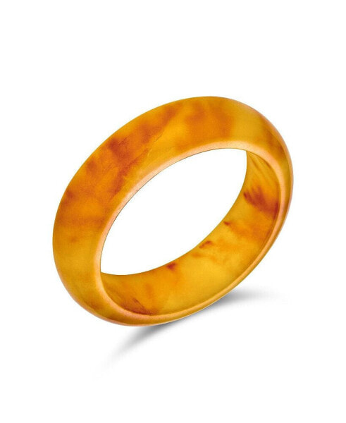 Good Luck Energy Smooth Stackable Natural Dyed Golden Jade Band Ring