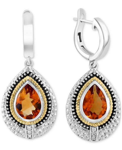 EFFY® Citrine (3-1/5 ct. t.w.) & Diamond Accent Drop Earrings in Sterling Silver & 14k Gold-Plate