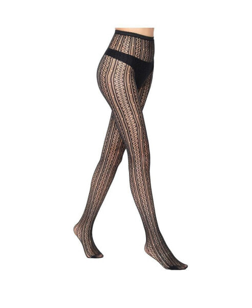 Women's Floral Stripe Fishnet Tights