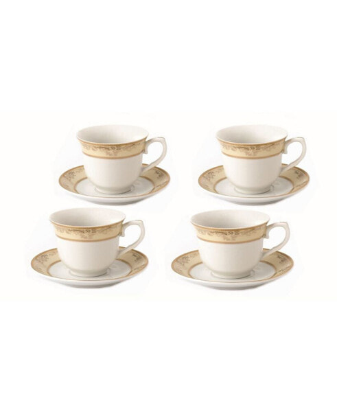 Floral 8 Piece 8oz Tea or Coffee Cup and Saucer Set, Service for 4