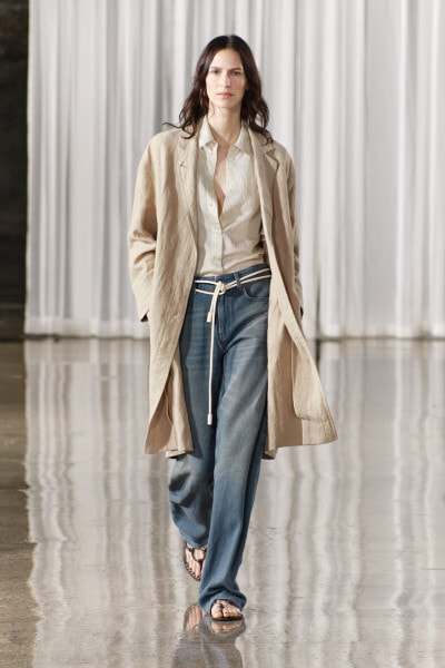 Zw collection 100% linen trench coat