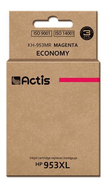 Actis KH-953MR ink (replacement for HP 953XL F6U17AE; Standard; 25 ml; magenta) - New Chip - High (XL) Yield - Dye-based ink - 25 ml - 1 pc(s) - Single pack