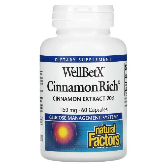 БАД для похудения и контроля веса Natural Factors WellBetX CinnamonRich 150 мг 60 капсул
